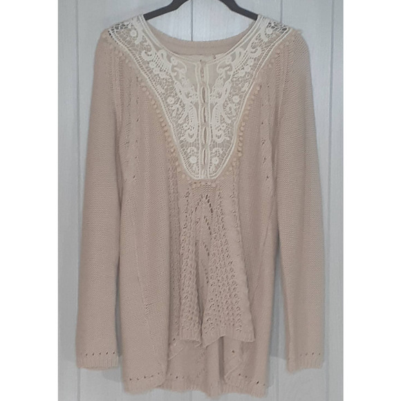 Anthropologie Sweaters - Anthropologie Angel of the North Adelaide Sweater Cotton Linen Blend Size Large